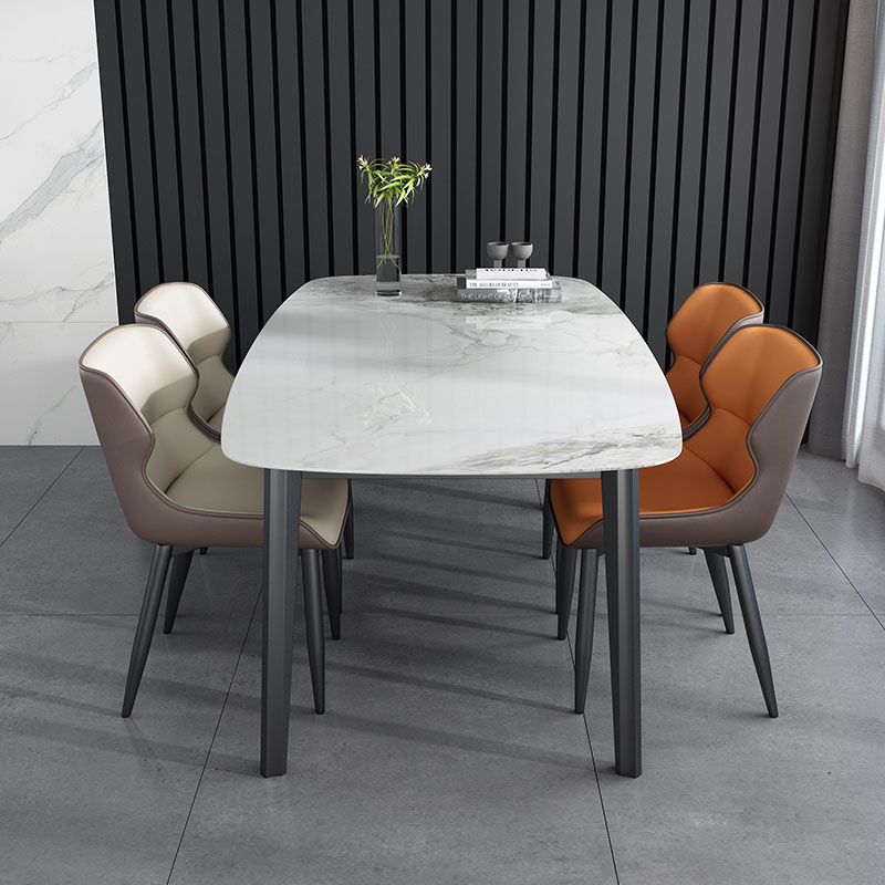 Sillas de comedor de cuero de estilo moderno Sillas laterales con brazo Parsons y respaldo (juego de 2)