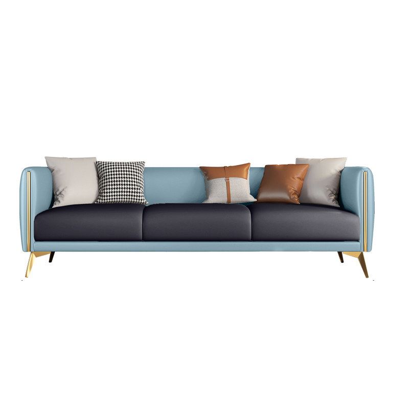 Faux Leather Sofa 80.31" W x 29.52" D x 25.98" H Tuxedo Arm Sofa for Living Room