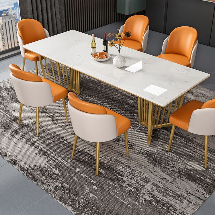 Contemporary Dining Table Set with Sintered Stone Dining Table and Upholstered Chairs