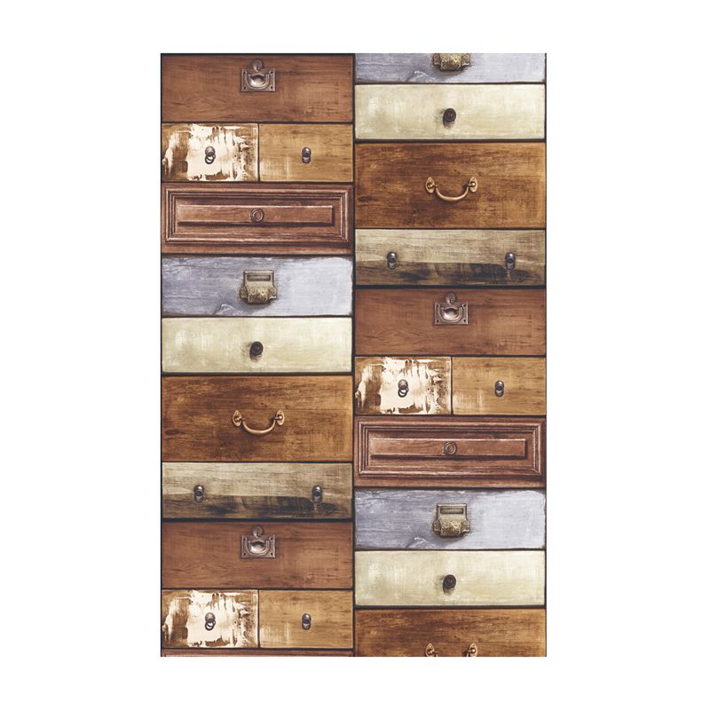 Industrial Wood Box Wallpaper for Restaurant 57.1-sq ft Wall Covering in Dark Color