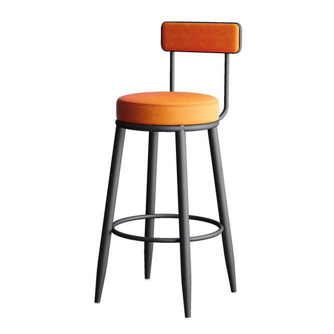 Nordic Style Backrest Counter Stool Iron Cafe Bar Stool with Leather Cushion and Pedal