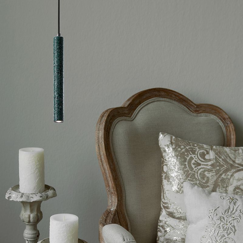 Tube Pendant Lighting Nordic Cement 1 Light Yellow/Blue/Green Hanging Ceiling Light, 12"/21.5"H