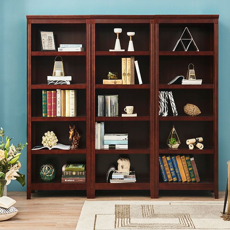 Contemporary Style Bookshelf Solid Wood Closed Back Bookcase for Office and Home