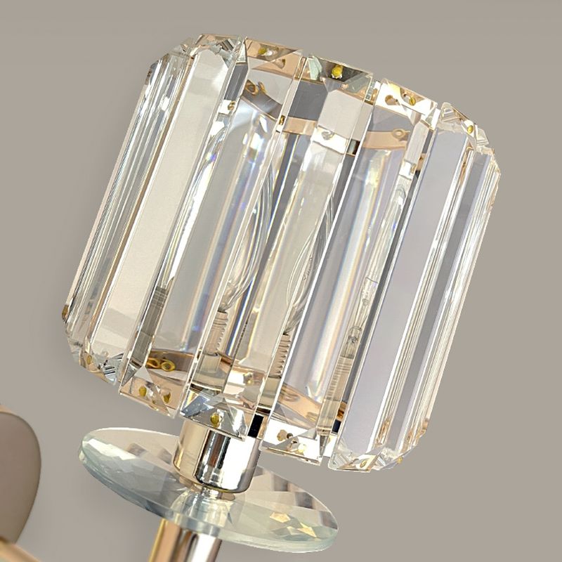 1-Light Sconce Light Fixture Modern Style Conical Clear Crystal Wall Mounted Lights in Gold