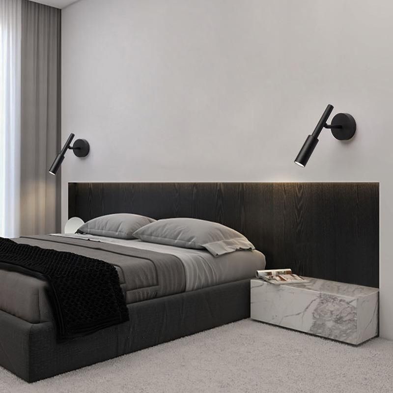 Single Modernism Style White/Black Wall Mounted Sconce Metallic Wall Light for Bedroom