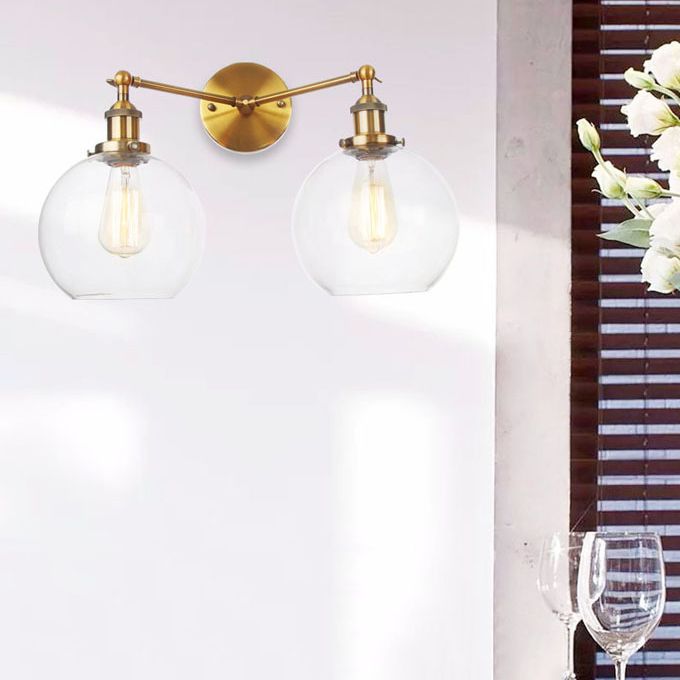 Industrial Vanity Lights Glass 2-Light Vanity Light Fixtures