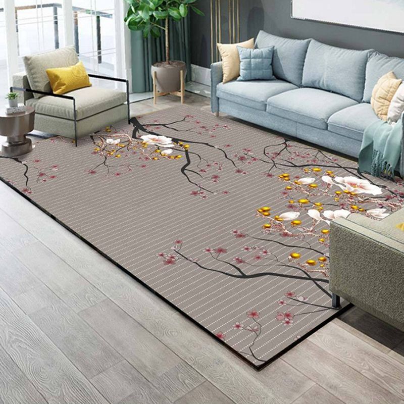 Multi-Colored Living Room Rug Contemporary Geometric Carpet Synthetics Stain Resistant Non-Slip Backing Washable Rug