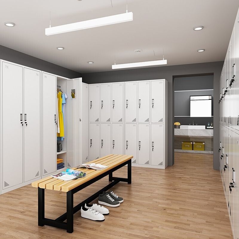 White Steel Wardrobe Cabinet Contemporary Style Wardrobe Armoire