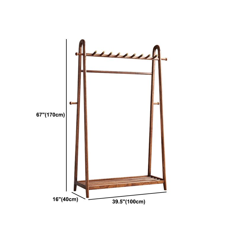 Brown Contemporary Style Armoire Ash Wood Open Armoire with Clothing Rod