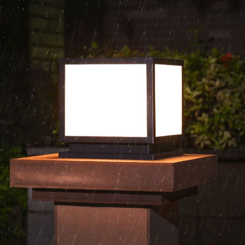 Nordic Style Acrylic Shade Outdoor Light Solar Energy Pillar Lamp for Outdoor