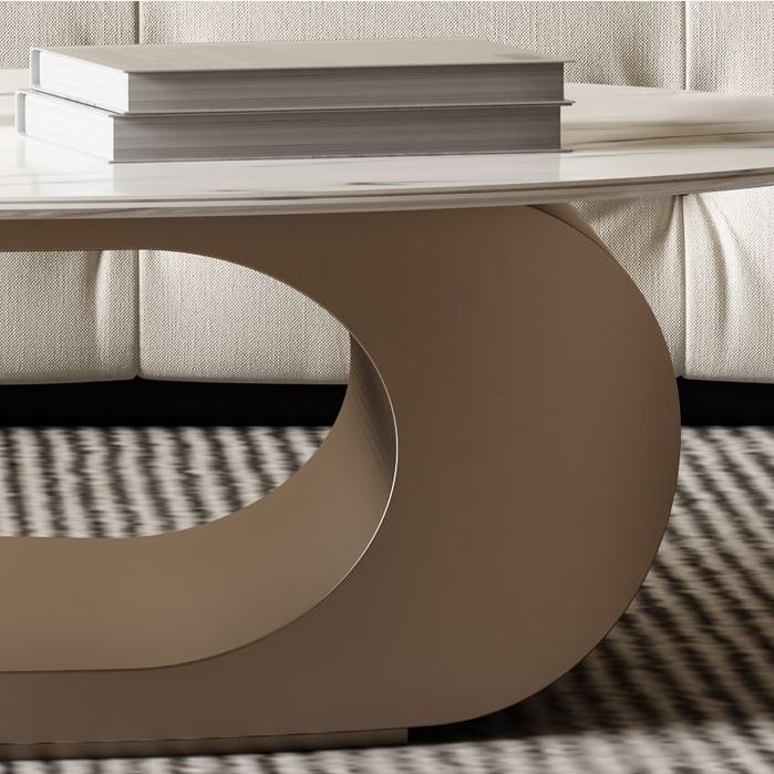Metal Abstract Base Cocktail Table Glam Slate Top Coffee Table