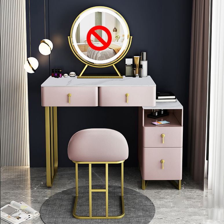 Contemporary Make-up Vanity Solid Wood 4 Drawer Vanity Dressing Table