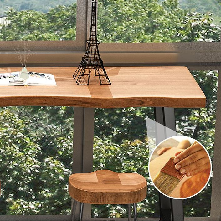 1/4 Pieces Industrial Iron Bar Table Set Rectangle Pine Wood Bistro Set with Footrest