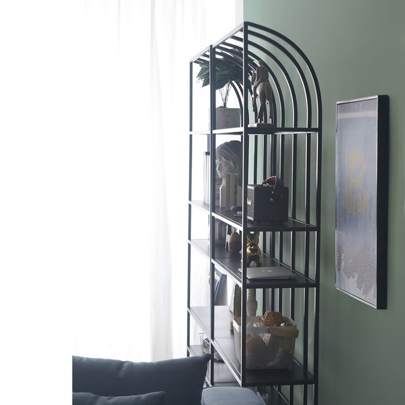 Industrial Metal Bookcase Etagere 5 Shelves Open Back Bookshelf