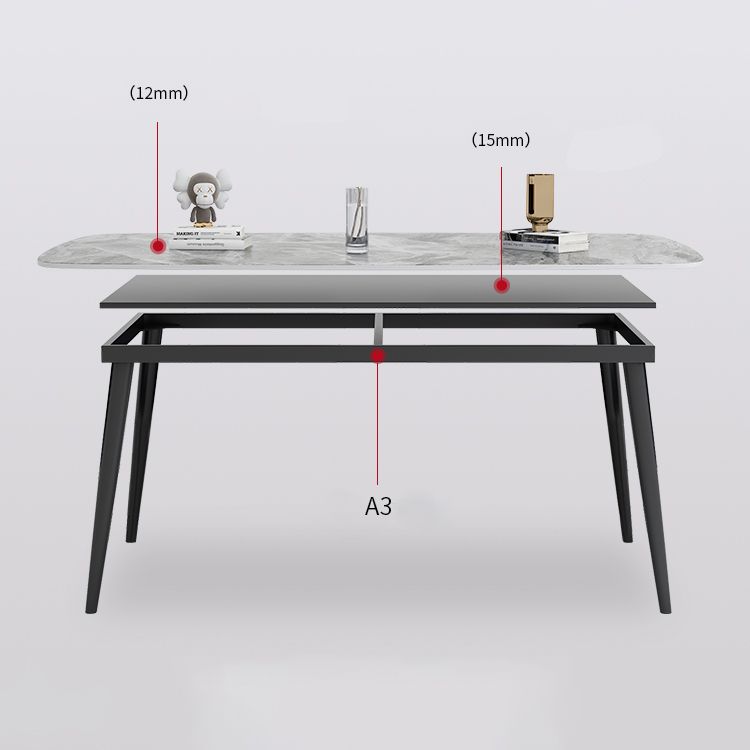 Modern Gray Standard Dining Set Rectangle Shape Sintered Stone Dining Set with 4 Legs Table