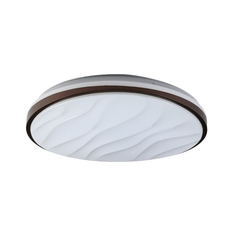 Round and Wave Bedroom Flush Mount Acrylic 16"/19.5" Dia LED Modernist Ceiling Flush in Black, Warm/White Light