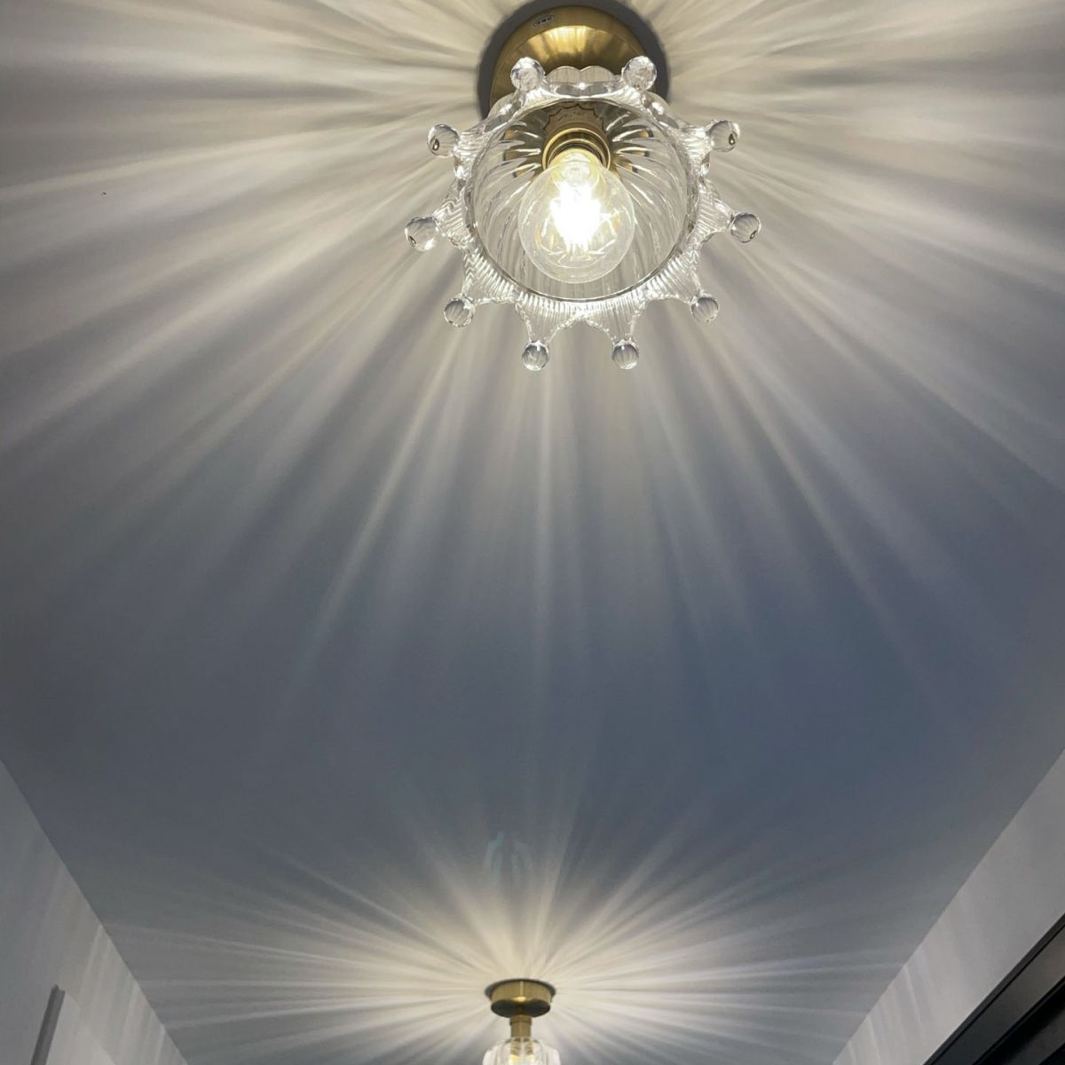 Glass Shaded Ceiling Mounted Fixture Minimalist Style Gold Ceiling Flush Mount for Aisle