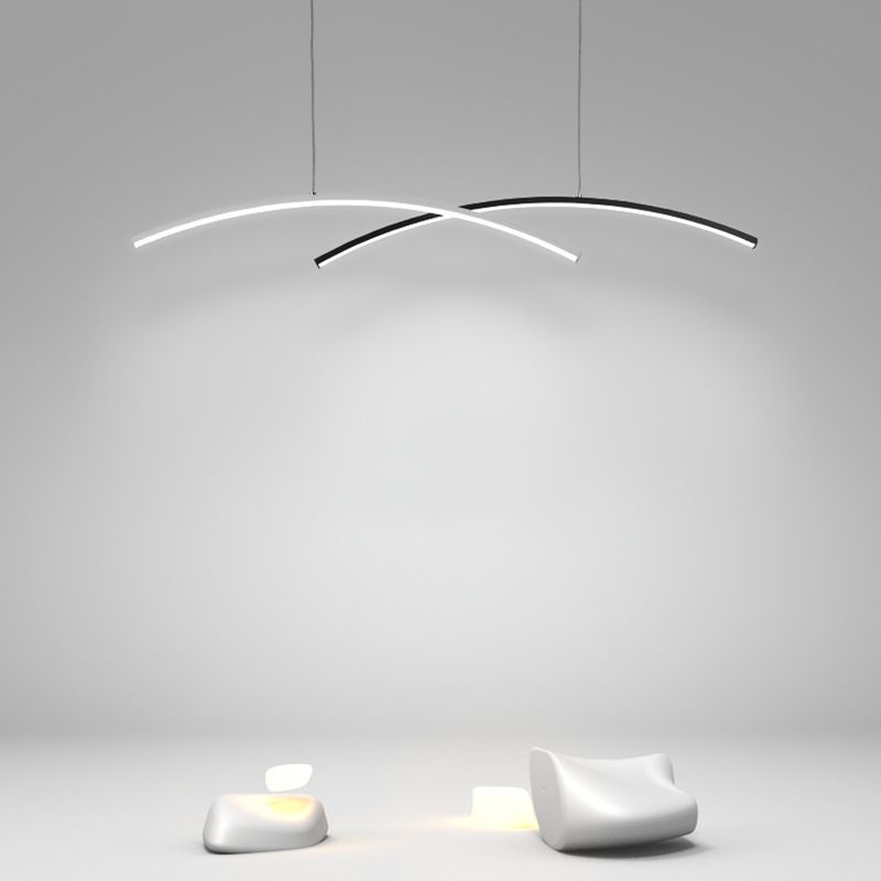 Black and White Ceiling Pendant Fixture Aluminum LED 2 - Light Kitchen Island Light