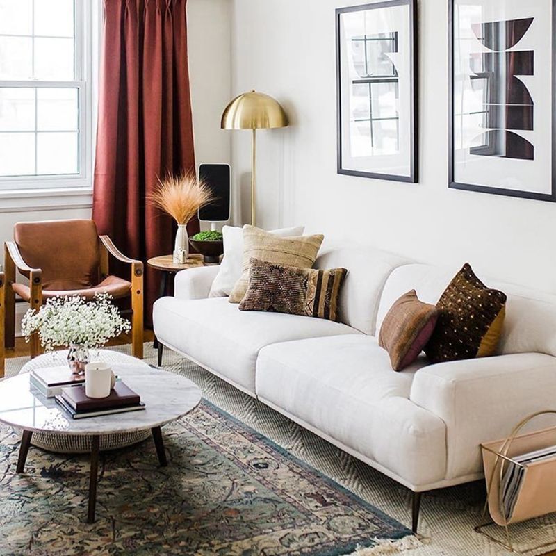Contemporary Cushions Standard Recessed Arm Sofa for Living Room