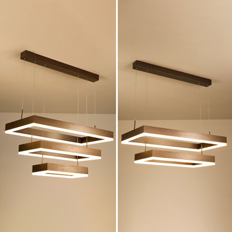 Brown Aluminum Chandelier Lighting Fixture Modern Clusters Pendant for Living Room