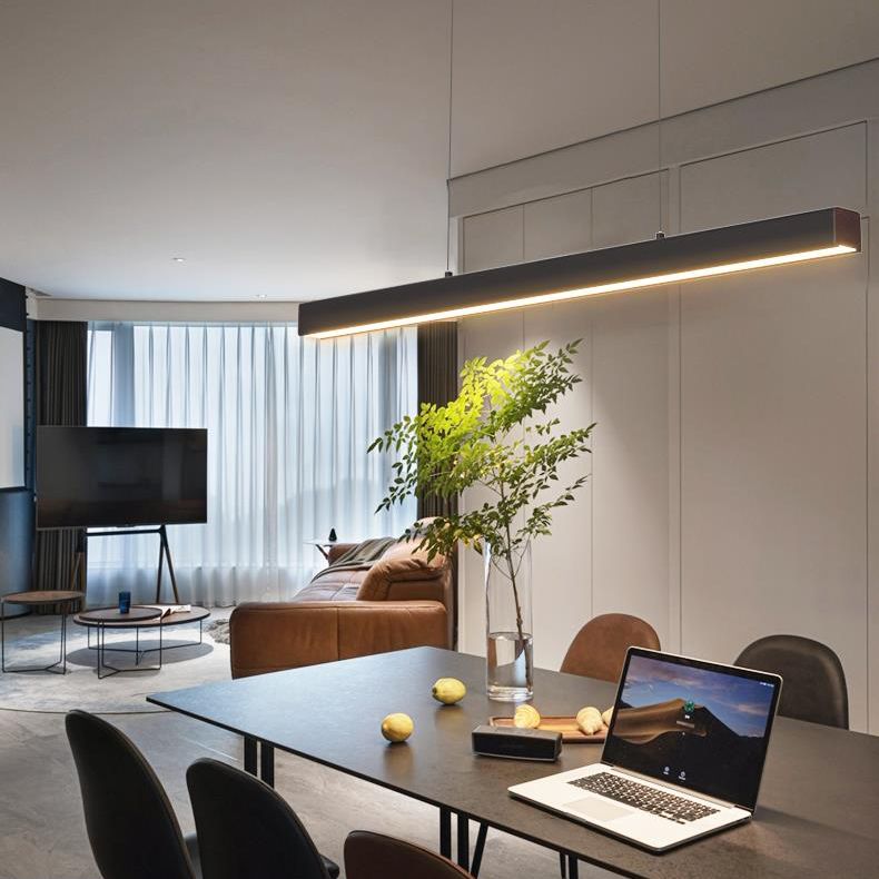 Esszimmer moderne Inselleuchte Schwarzes lineares Aluminium -Anhänger Licht