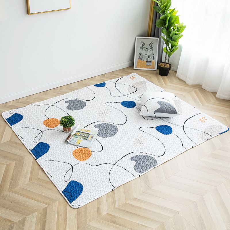 Modern Geometric Printed Rug Multicolored Cotton Area Carpet Non-Slip Backing Stain-Resistant Indoor Rug for Bedroom