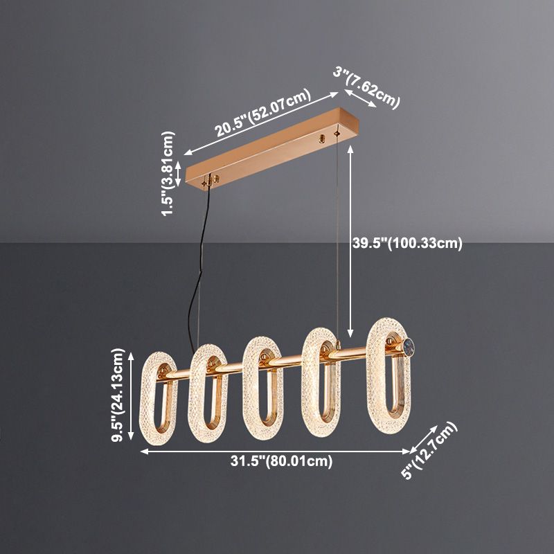 Postmodern LED Chandelier Oval Shape Suspension Lamp with Crystal Beads