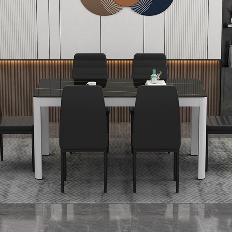 Metal Modern Rectangle Indoor Table Glass Top Table for Dining Room and Kitchen