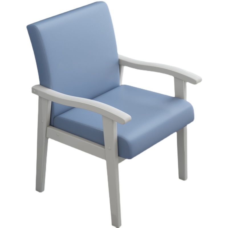 Sillón tapizado con respaldo macizo, sillón de comedor individual con patas de madera