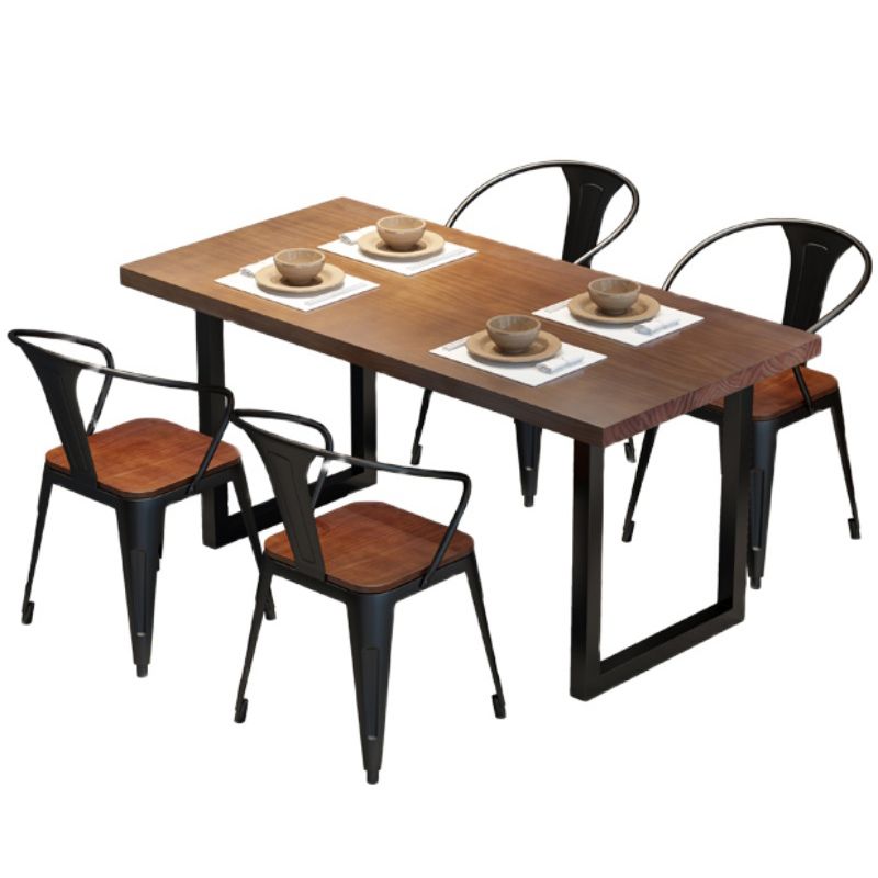 Brown Solid Wood Furniture with Chairs 1/2/3/5 Pcs Industrial Dinette Set
