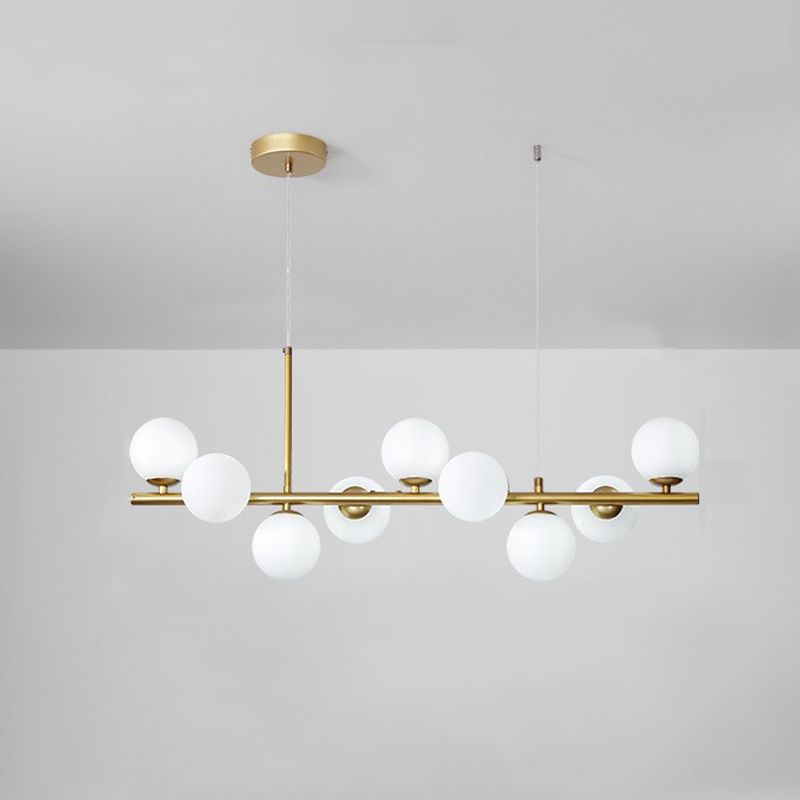 Modern Metal Ceiling Light Ball Shape Pendant Lamp with Glass Shade for Living Room