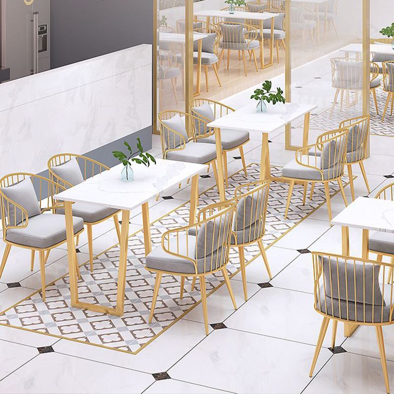 Glam Upholstered Dining Chairs Metal Windsor Back Arm Chairs