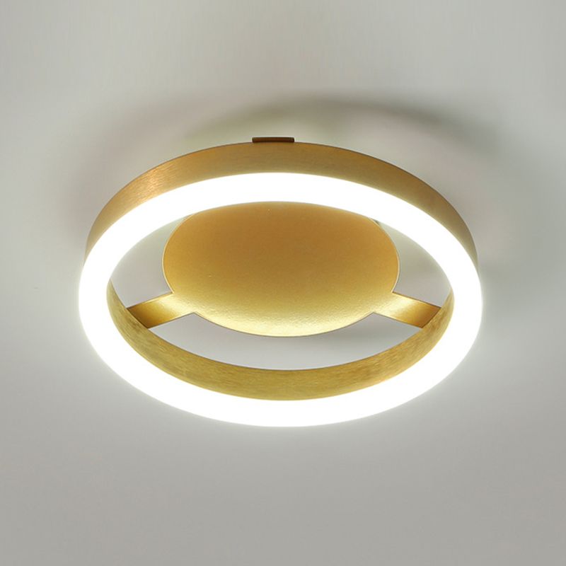 Metal Geometric Shape Flush Mount Light Modern-Style 1 Light Flush Ceiling Light in Gold