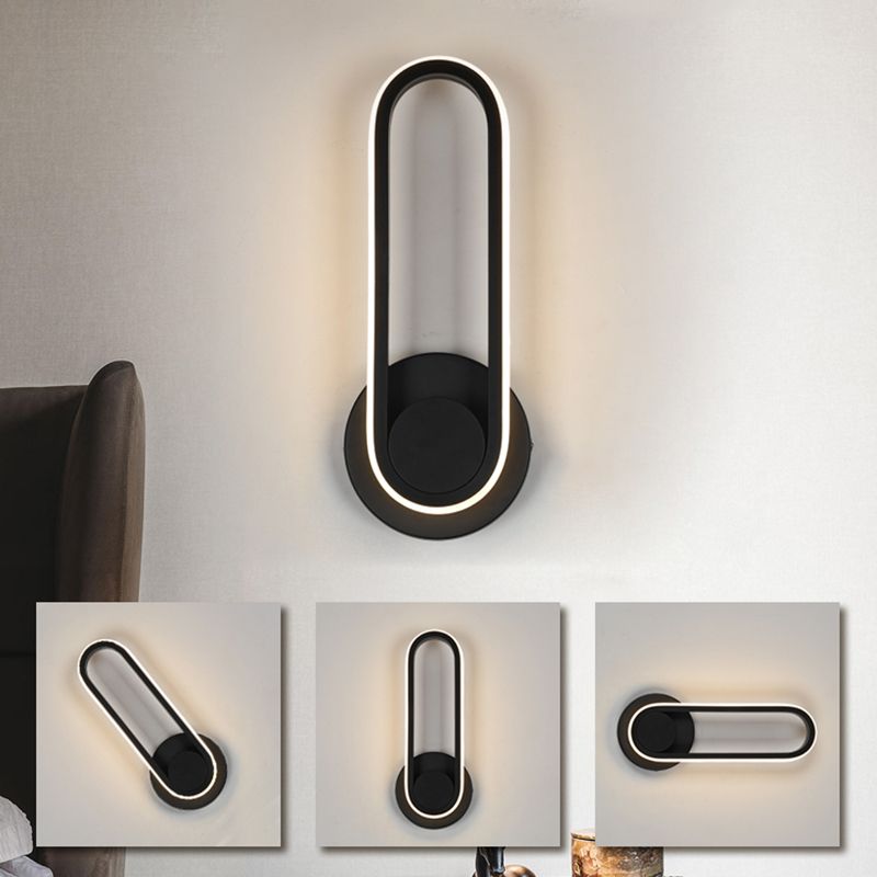 Modern Simple Iron Wall Light Ellipse Shape LED Rotatable Wall Lamp for Living Room