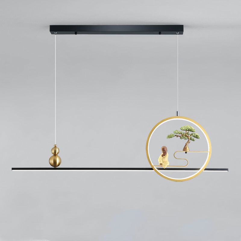 Metal Hanging Pendant Lights 2-Light Modern Linear Hanging Lamps for Tea Room