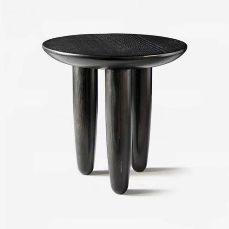 Black Finish Wood 3 Legs Cocktail Table 2-Piece Round Coffee Table Set