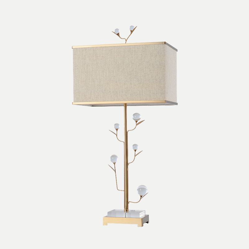 Tissu lampe de table rectangulaire de forme contemporaine 1 livre de lecture de bulbe lumière en or