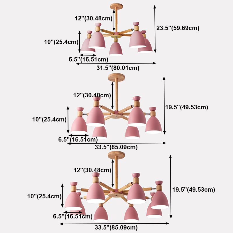 Candelera colgante de cono de múltiples luces de estilo moderno de metal iluminación para restaurante
