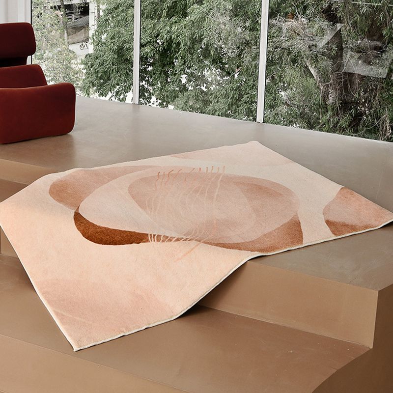 Modern Living Room Rug Color Block Polyester Area Rug Non-Slip Backing Area Carpet