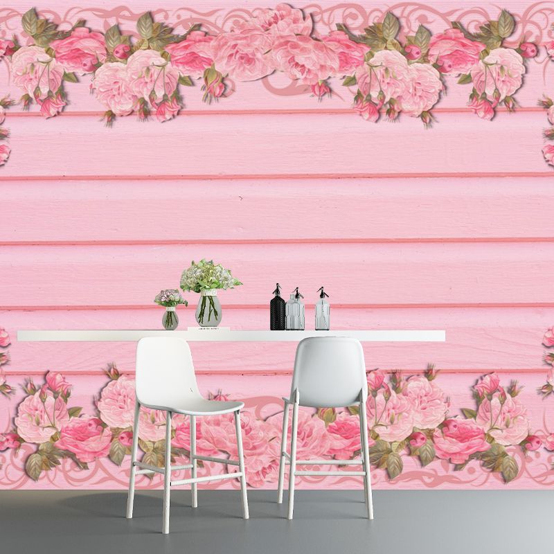 Illustration Stain Resistant Wallpaper Flowers Living Room Wall Mural