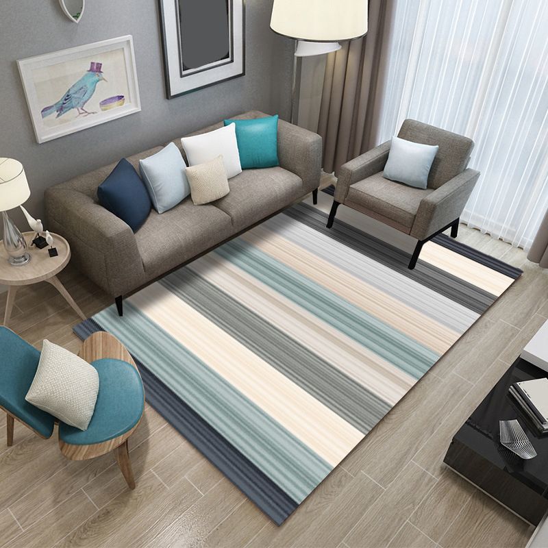 Modern Geometric Patchwork Rug Multi-Colored Polyester Carpet Non-Slip Backing Pet Friendly Machine Washable Rug for Lounge