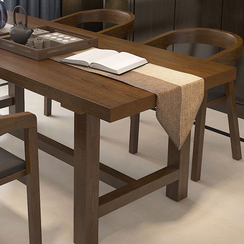 Traditional Rectangle 1/2/5 Pieces Dining Set Wood Trestle Dining Table with Ladder Chair