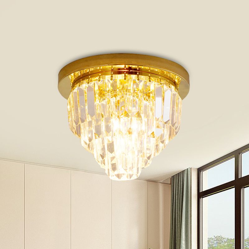1/3/4-Bulb Flush Mount Lamp Modern Dome/Cone/Tapered Shape Clear Crystal Ceiling Light for Corridor