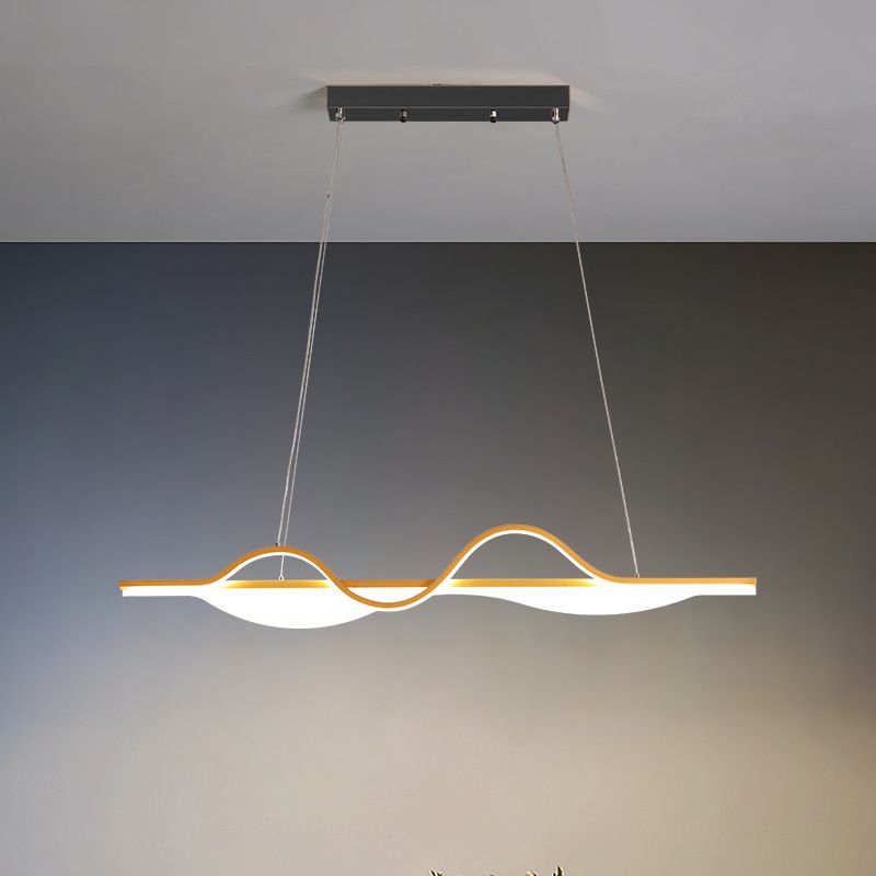 Modern Creative LED Pendant Light Metal Linear Island Light with Acrylic Shade