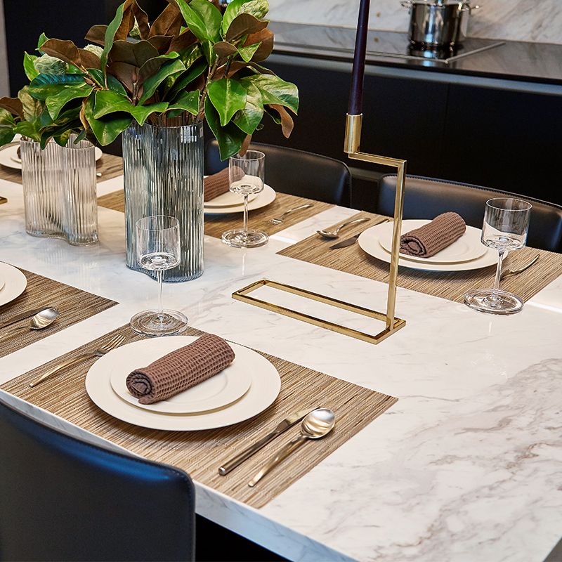 Rectangle Dining Site Table White and Black Dinner Room Kitchen Table