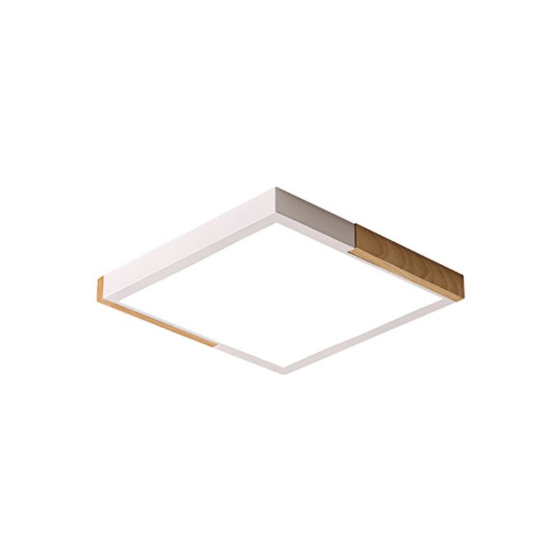 Gesplitst vierkant inbouwlicht Scandinavisch metaal Groen/wit/zwart-hout LED-plafondverlichting in wit/warm/3 kleuren licht, 16"/19,5" breed