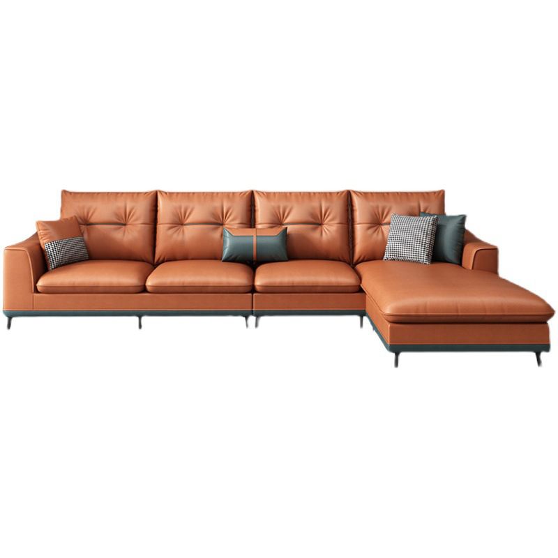 Tufted Modern Sloped Arm Sectional 5-seater Stain-resistant Sectional