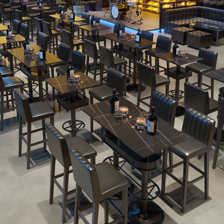 Industrial Style Bar Height Table Cafe Bar Dining Table with Storage