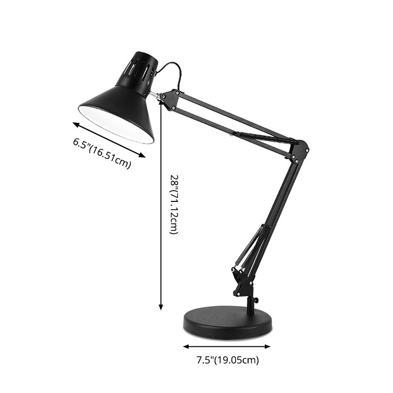 Studio conico Studio lampada da scrivania Metallic 1 Testa Nordica Luce da tavolo con braccio azionario