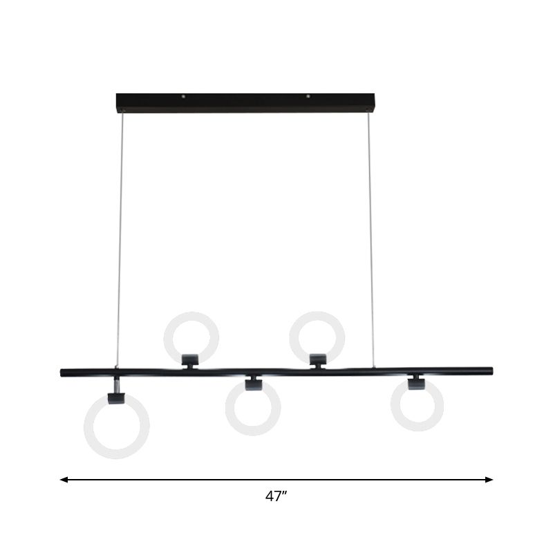 Luz de lámpara metálica lineal Luce Nordic LED Black Lighting con anillos con luz cálida/blanca, 31.5 "/39"/47 "W
